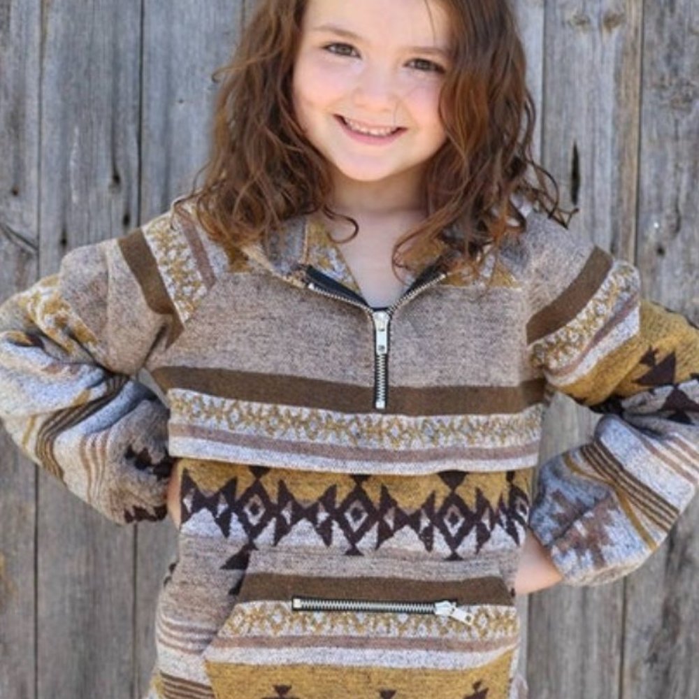 Kids Brown/Teal Aztec Pullover